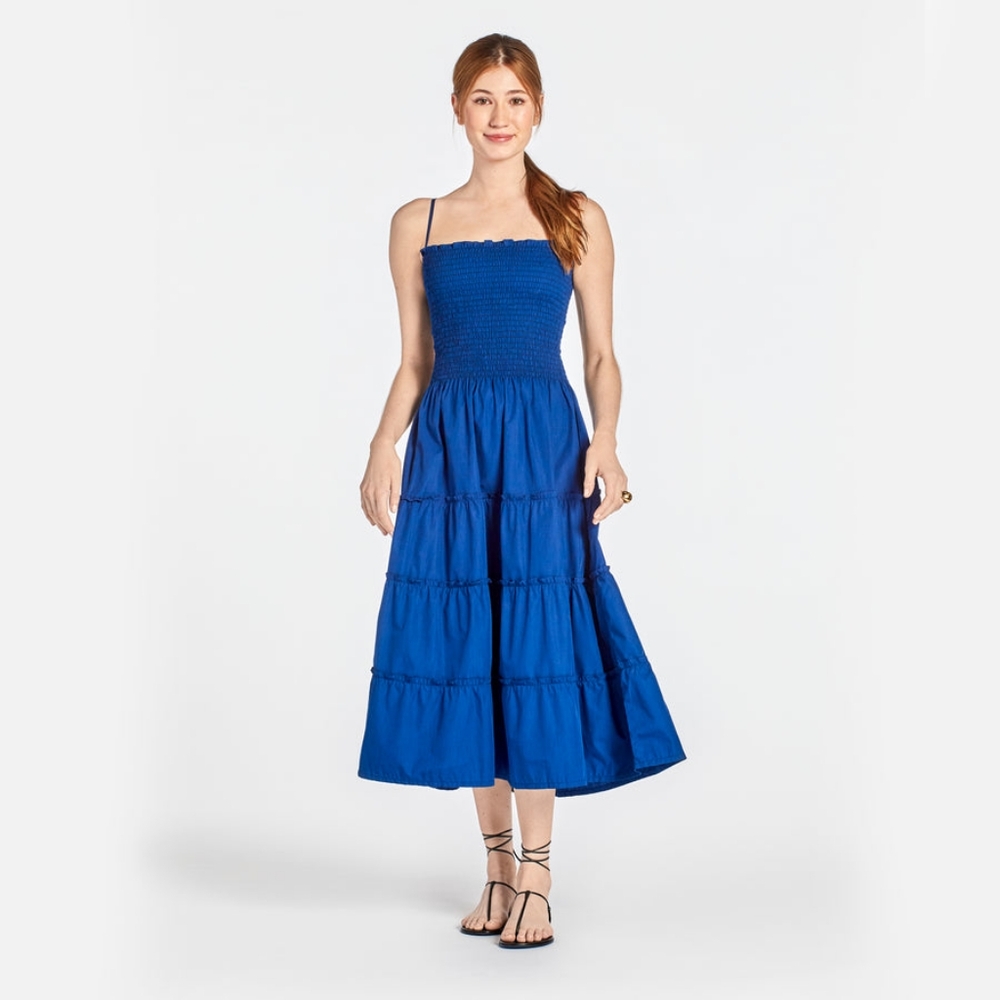 NWT Maxwell and Geraldine Beth Blue Smocked Maxi Dress XL